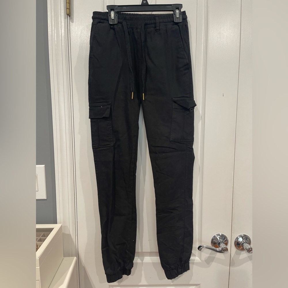 Black cargo joggers